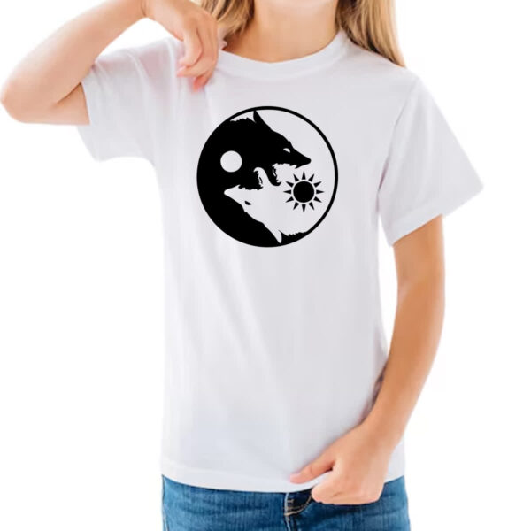 Camiseta Infanto Juvenil Yin e Yang Lobos - Imagem 3
