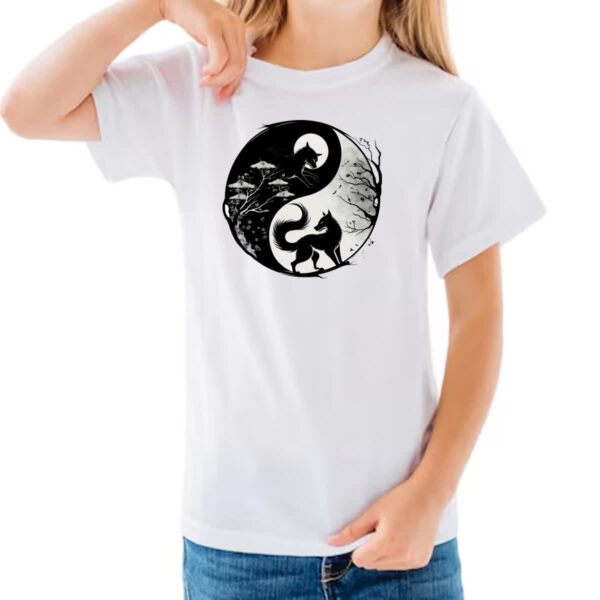 Camiseta Infanto Juvenil Yin e Yang Raposas - Imagem 3