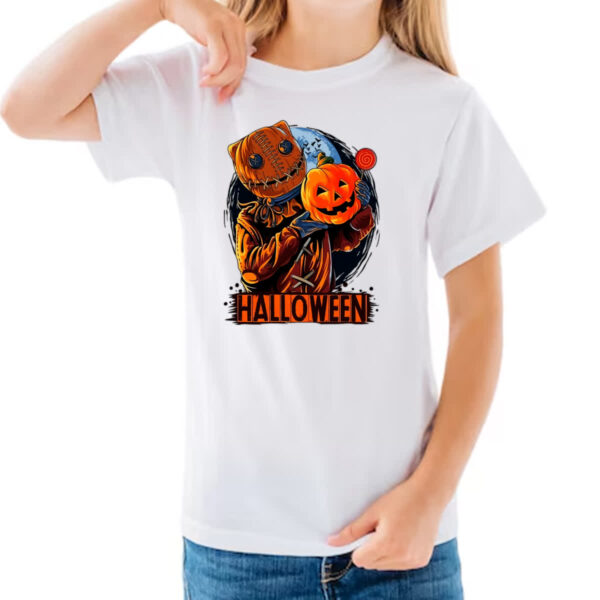 Camiseta Infanto Juvenil Halloween Espantalho doces ou travessuras - Imagem 3