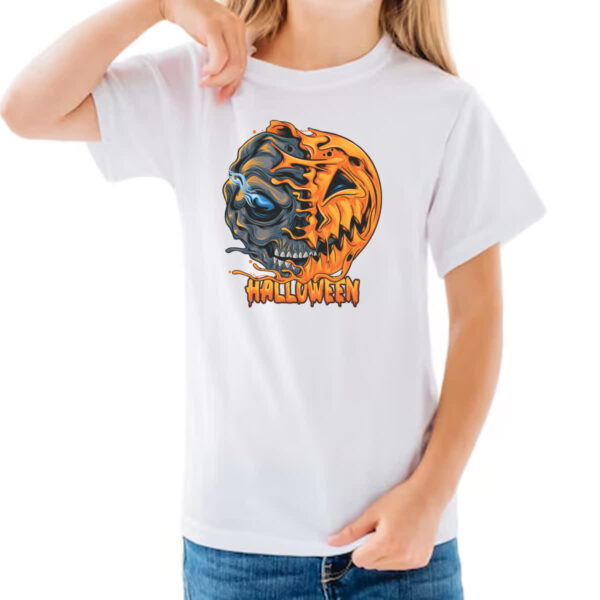 Camiseta Infanto Juvenil Halloween Pumpkin Mascara rasgada - Imagem 3
