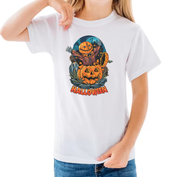Camiseta Infanto Juvenil Halloween pumpkin saindo da abobora - Imagem 3