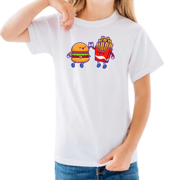 Camiseta Infanto Juvenil Hamburguer e fritas melhores amigos - Imagem 3