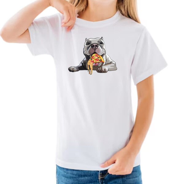Camiseta Infanto Juvenil Cachorro comendo pizza - Imagem 3