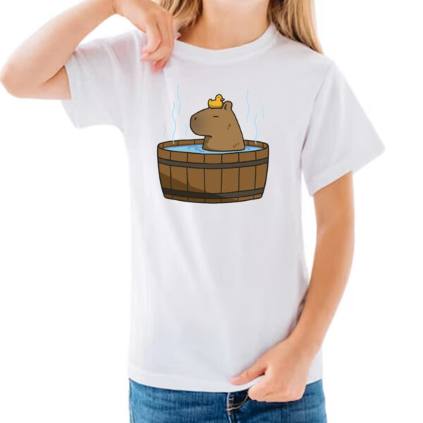 Camiseta Infanto Juvenil Capivara banho ofuro - Imagem 3