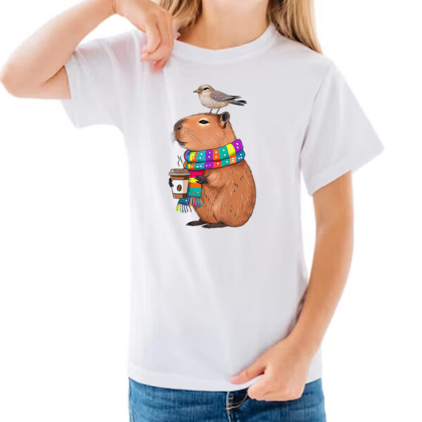 Camiseta Infanto Juvenil Capivara de boas com cafe - Imagem 3