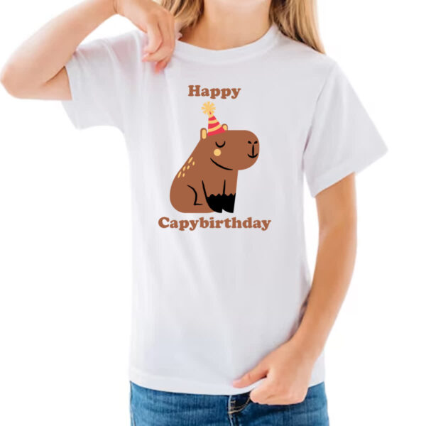 Camiseta Infanto Juvenil Capivara happy capybirthday - Imagem 3