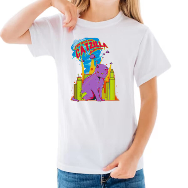 Camiseta Infanto Juvenil Catzilla o gato Godzilla - Imagem 3