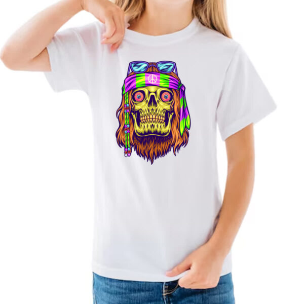 Camiseta Infanto Juvenil Caveira Hippie - Imagem 3