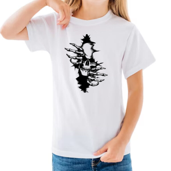 Camiseta Infanto Juvenil Caveira rasgando a camisa - Imagem 3