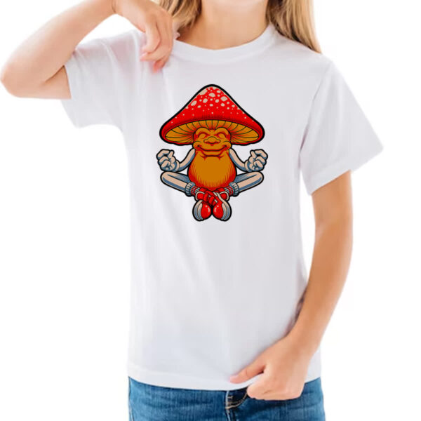 Camiseta Infanto Juvenil Cogumelo meditando - Imagem 3