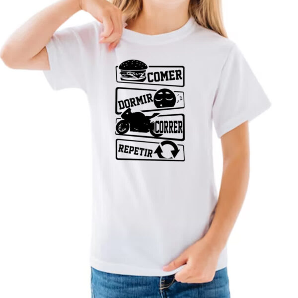 Camiseta Infanto Juvenil Comer Dormir Correr Repetir - Imagem 3