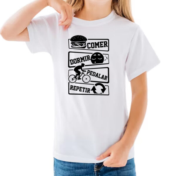 Camiseta Infanto Juvenil Comer Dormir Pedalar Repetir - Imagem 3