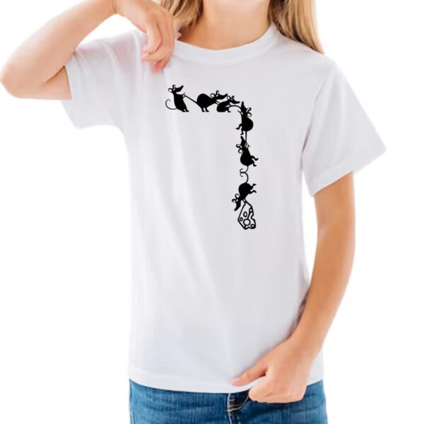 Camiseta Infanto Juvenil Corda de ratos roubando queijo - Imagem 3