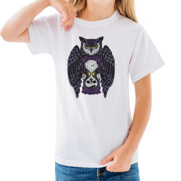 Camiseta Infanto Juvenil Coruja do tempo - Imagem 3