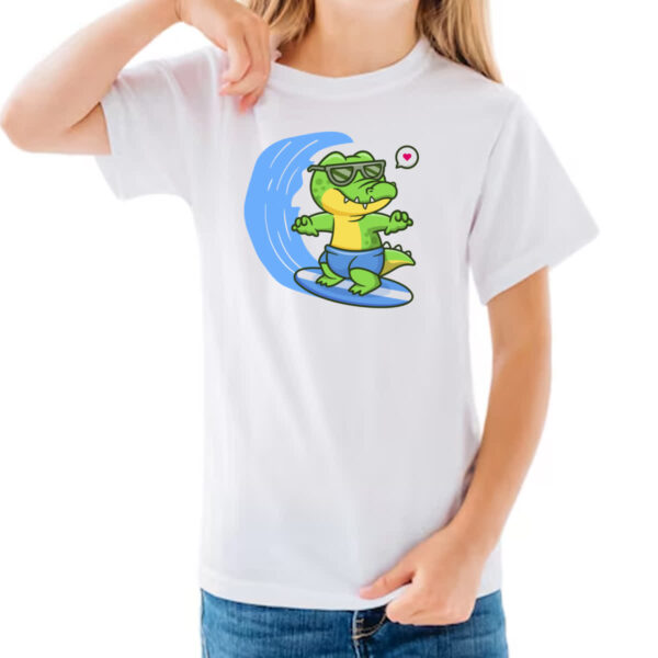 Camiseta Infanto Juvenil Crocodilo surfista radical - Imagem 3