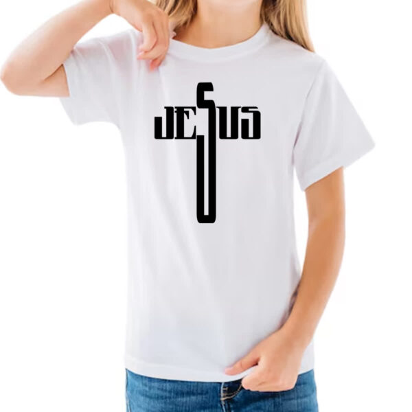 Camiseta Infanto Juvenil Crucifixo nome de Jesus - Imagem 3