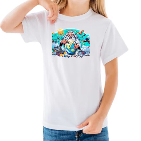 Camiseta Infanto Juvenil Deus criando o mundo cartoon - Imagem 3