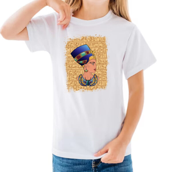 Camiseta Infanto Juvenil Deusa Nefertiti Ilustracao - Imagem 3