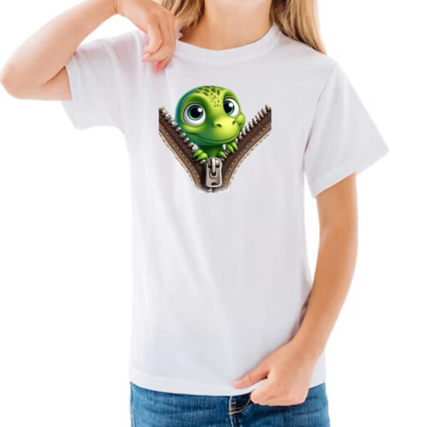 Camiseta Infanto Juvenil Dinossauro no ziper - Imagem 3