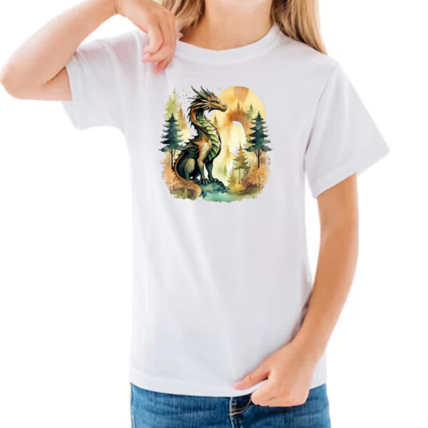Camiseta Infanto Juvenil Dragao Floresta Sunset - Imagem 3