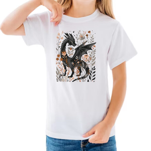 Camiseta Infanto Juvenil Dragao mistico floral - Imagem 3