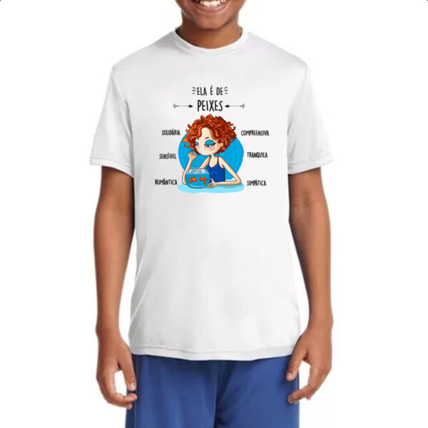 Camiseta Infanto Juvenil Ela e de Peixes - Imagem 4
