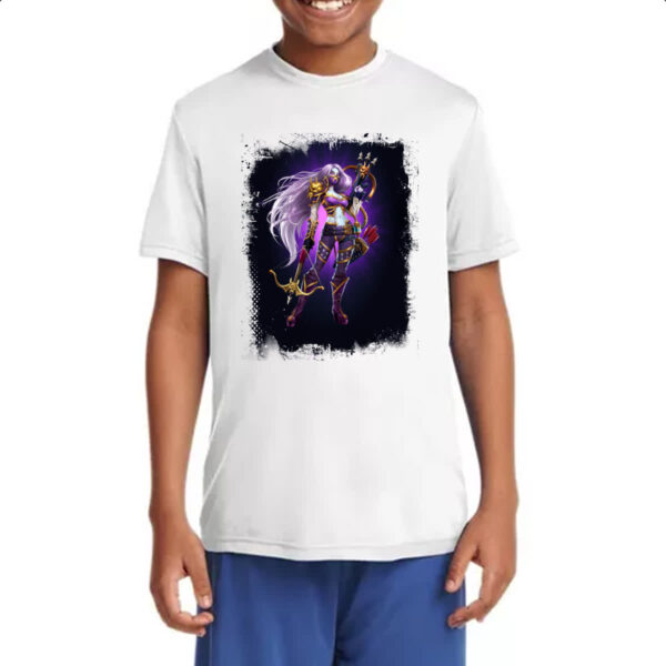 Camiseta Infanto Juvenil Empires and Puzzles Heroi Domitia Traje 2 - Imagem 4
