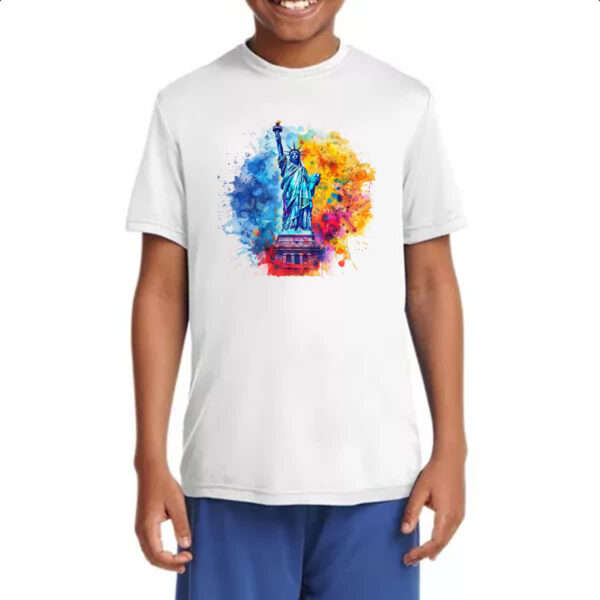 Camiseta Infanto Juvenil Estatua liberdade watercolor - Imagem 4