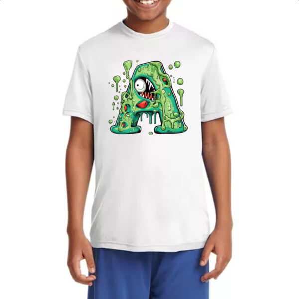 Camiseta Infanto Juvenil Zumbi Alfabeto Letra A - Imagem 4