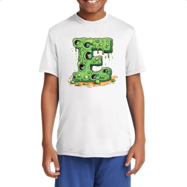 Camiseta Infanto Juvenil Zumbi Alfabeto Letra E - Imagem 4