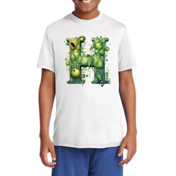 Camiseta Infanto Juvenil Zumbi Alfabeto Letra H - Imagem 4