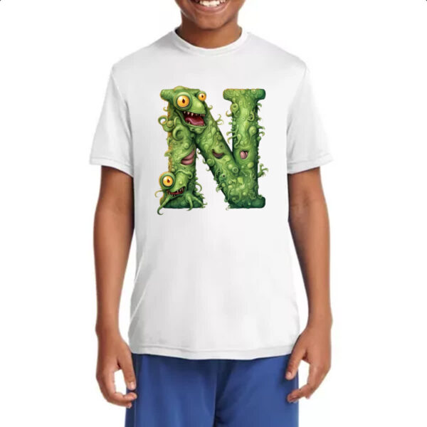 Camiseta Infanto Juvenil Zumbi Alfabeto Letra N - Imagem 4