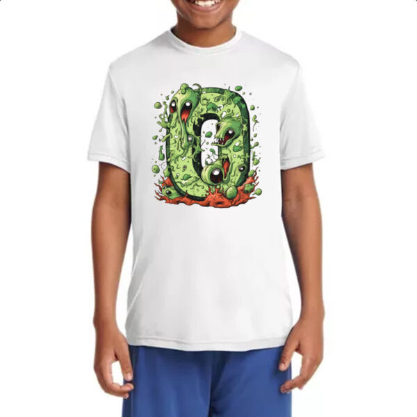 Camiseta Infanto Juvenil Zumbi Alfabeto Letra O - Imagem 4