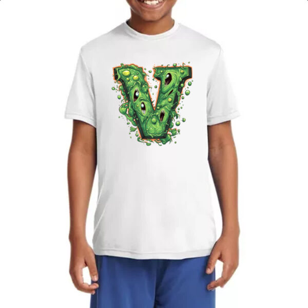 Camiseta Infanto Juvenil Zumbi Alfabeto Letra V - Imagem 4