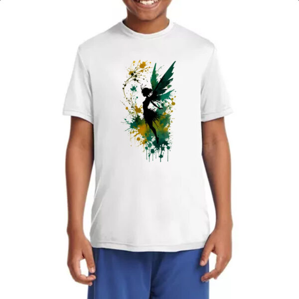 Camiseta Infanto Juvenil Fada da floresta silhueta splash - Imagem 4