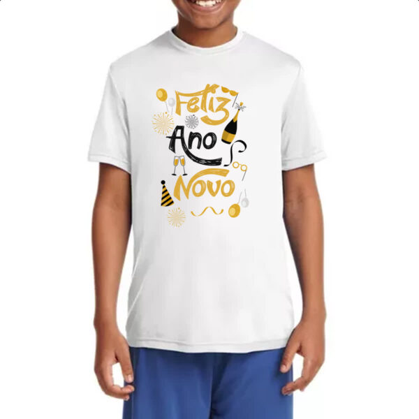 Camiseta Infanto Juvenil Feliz ano novo elementos - Imagem 4