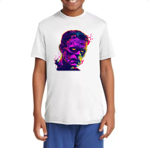 Camiseta Infanto Juvenil Frankstein Neon Art Face - Imagem 4