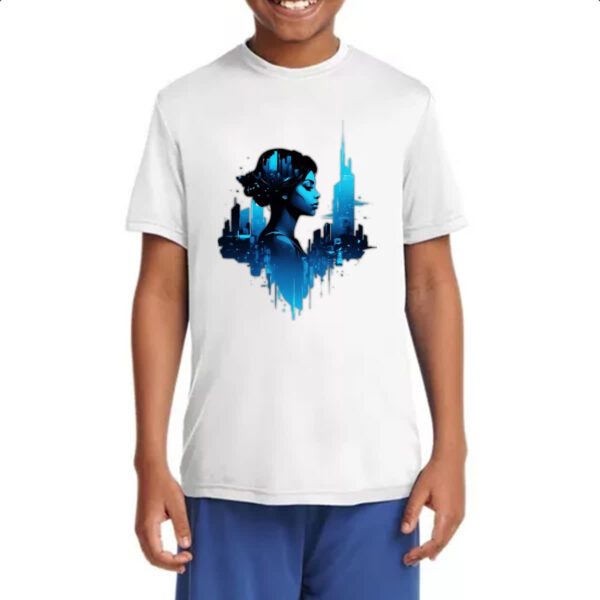 Camiseta Infanto Juvenil Garota futurista silhueta - Imagem 4