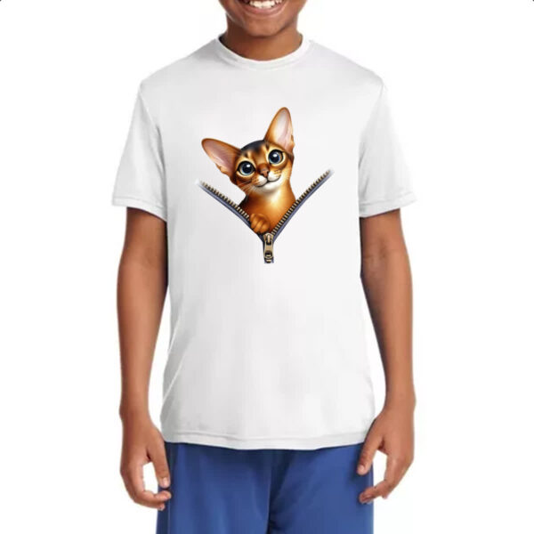 Camiseta Infanto Juvenil Gato Abyssinian no ziper - Imagem 4