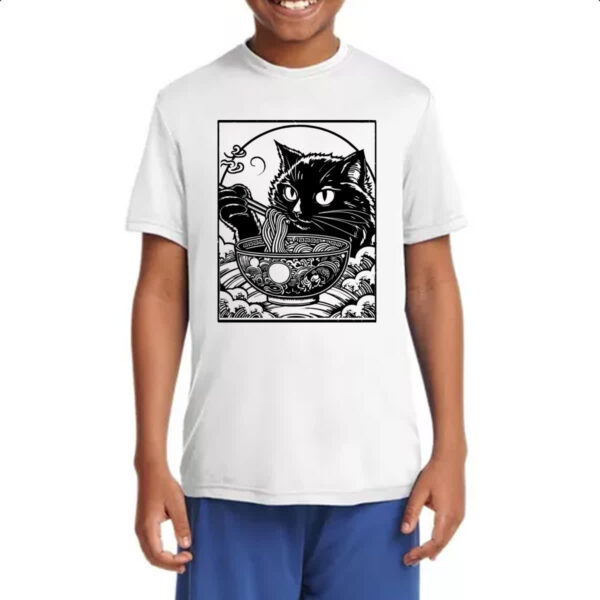 Camiseta Infanto Juvenil Gato comendo lamen - Imagem 4
