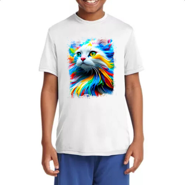 Camiseta Infanto Juvenil Gato Splash Art Color - Imagem 4