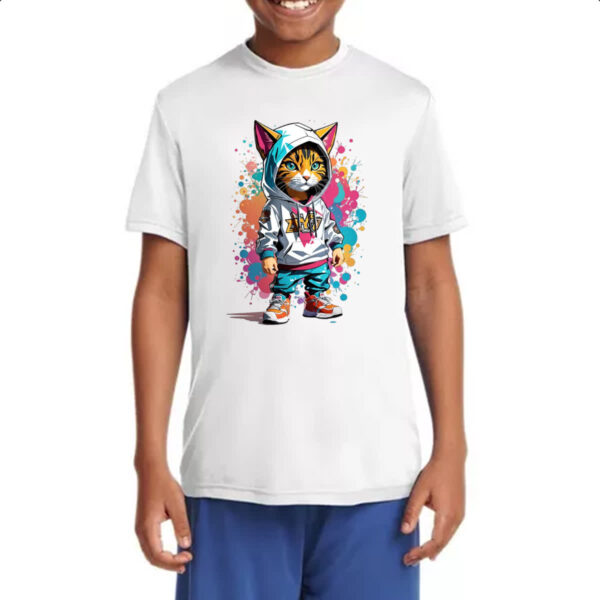 Camiseta Infanto Juvenil Gato Splash Grafite - Imagem 4