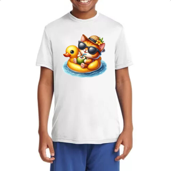Camiseta Infanto Juvenil Gato na boia - Imagem 4