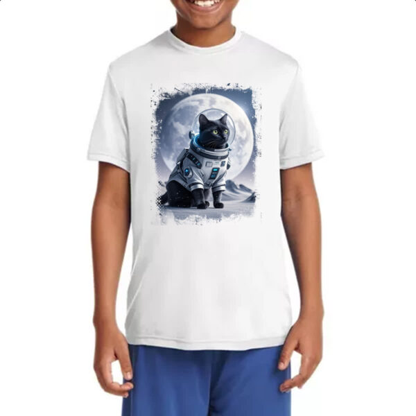 Camiseta Infanto Juvenil Gato preto astronauta - Imagem 4