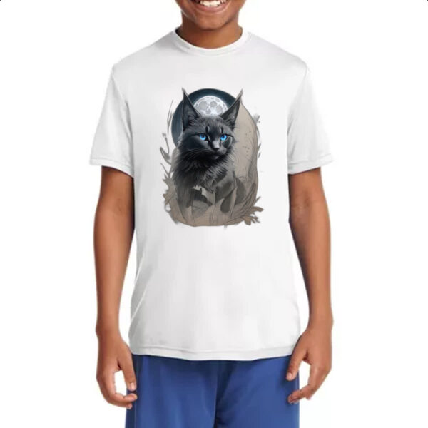 Camiseta Infanto Juvenil Gato preto na lua cheia - Imagem 4