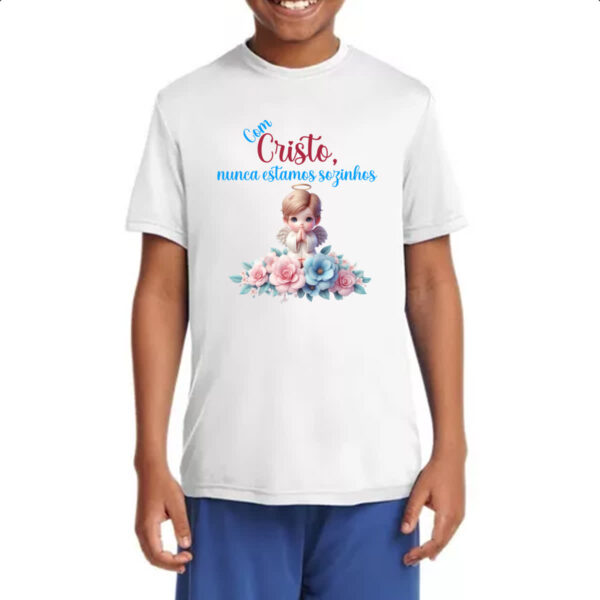 Camiseta Infanto Juvenil Anjo com Cristo - Imagem 4