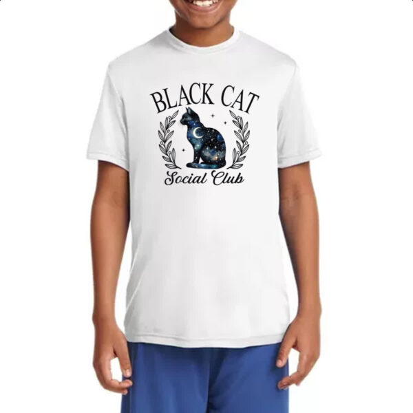 Camiseta Infanto Juvenil Gato preto noite social club - Imagem 4