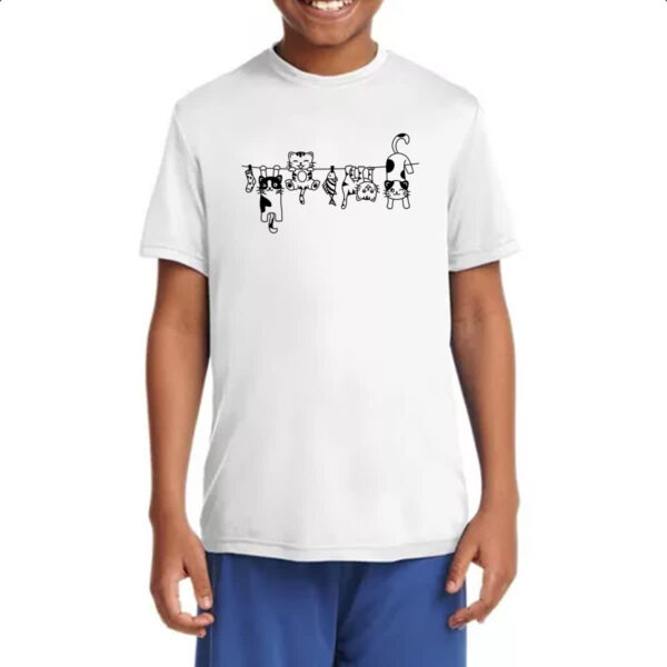 Camiseta Infanto Juvenil Gatos no varal - Imagem 4