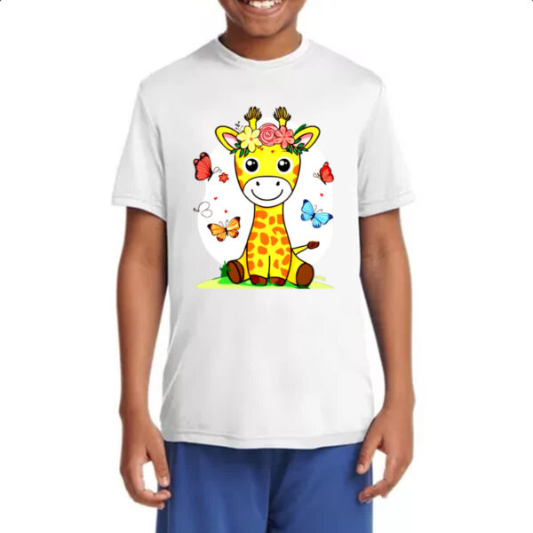 Camiseta Infanto Juvenil Girafa fofa borboletas - Imagem 4