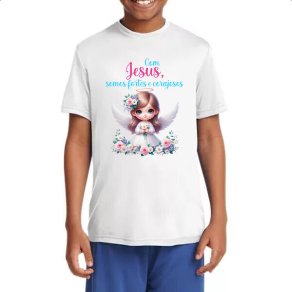 Camiseta Infanto Juvenil Anjo com Jesus - Imagem 4